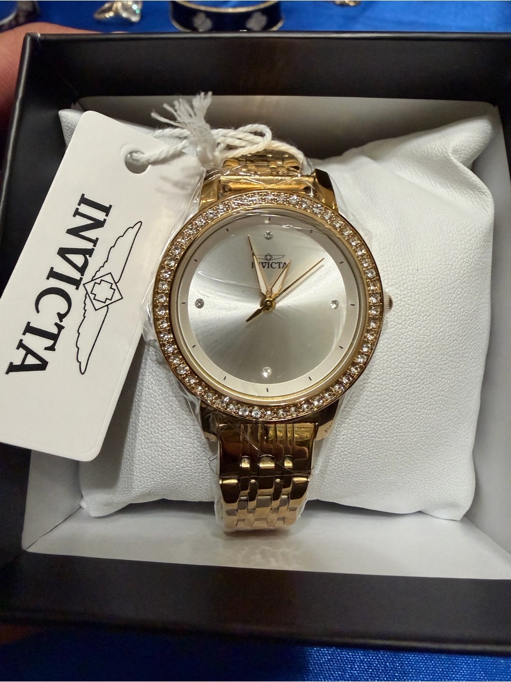 Invicta Angel Lady Gold Austrian Crystal Accent Bracelet Watch